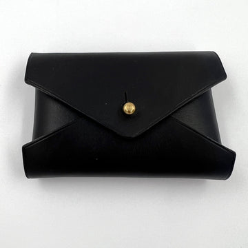 Leather Wallet Pouch - black / brass