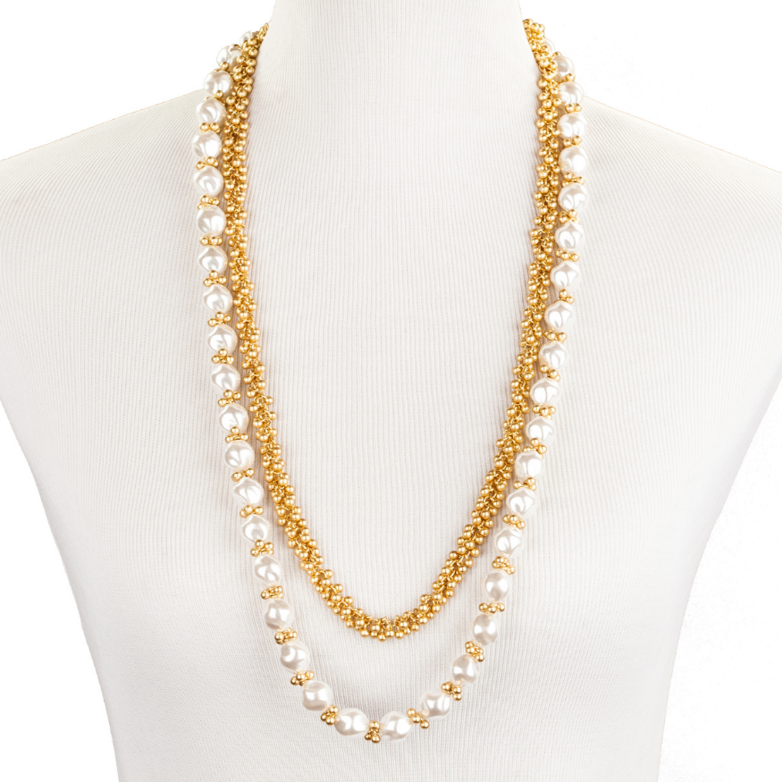 ~ Bells and Pearls Opera Necklace Double