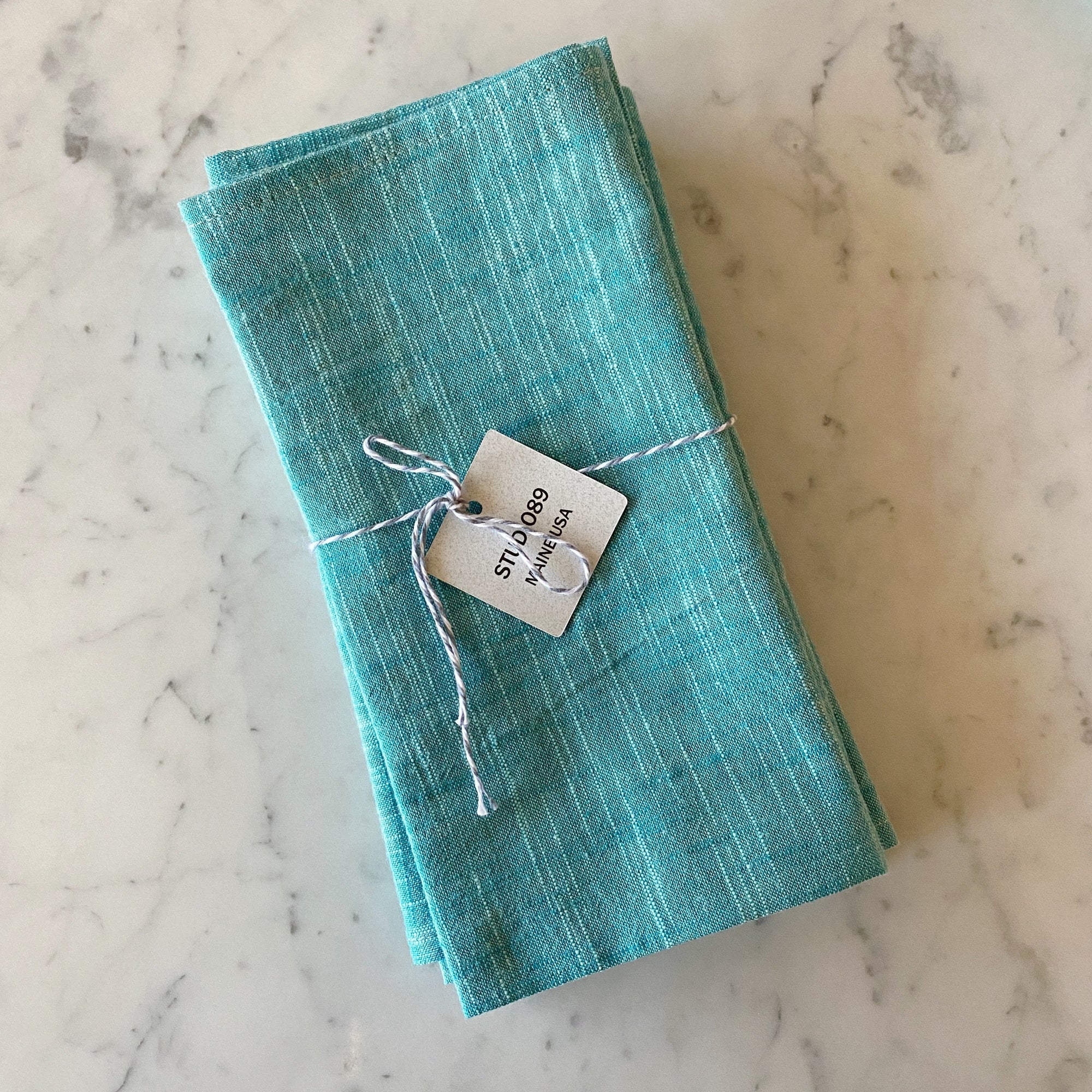 Hand Stitched Napkins blue/teal - set of 4