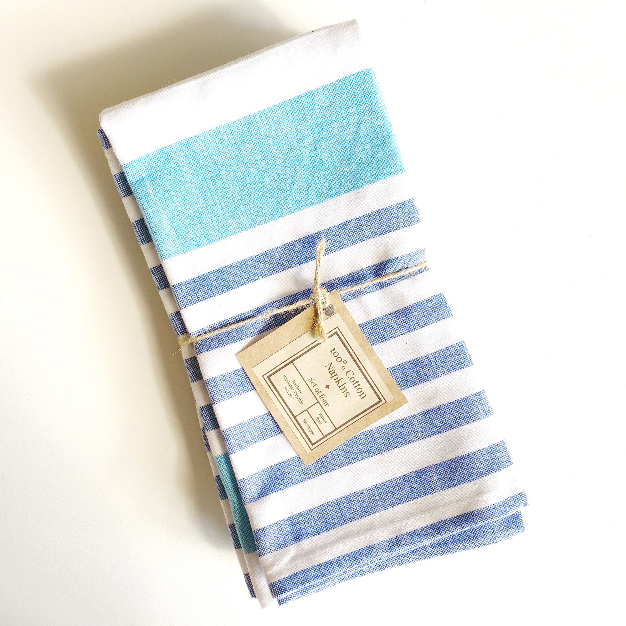 Cotton Napkins Blue Striped - set of 4