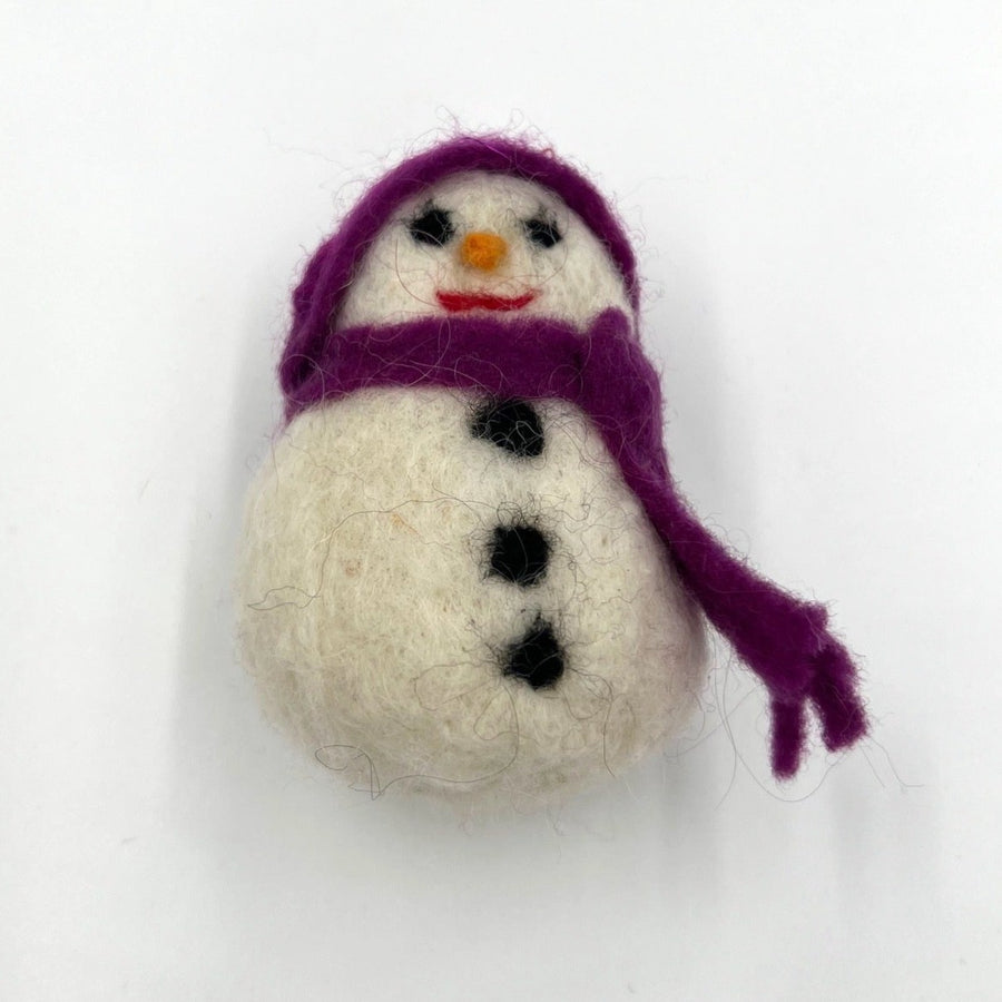Snowman Ornament - lavender scarf