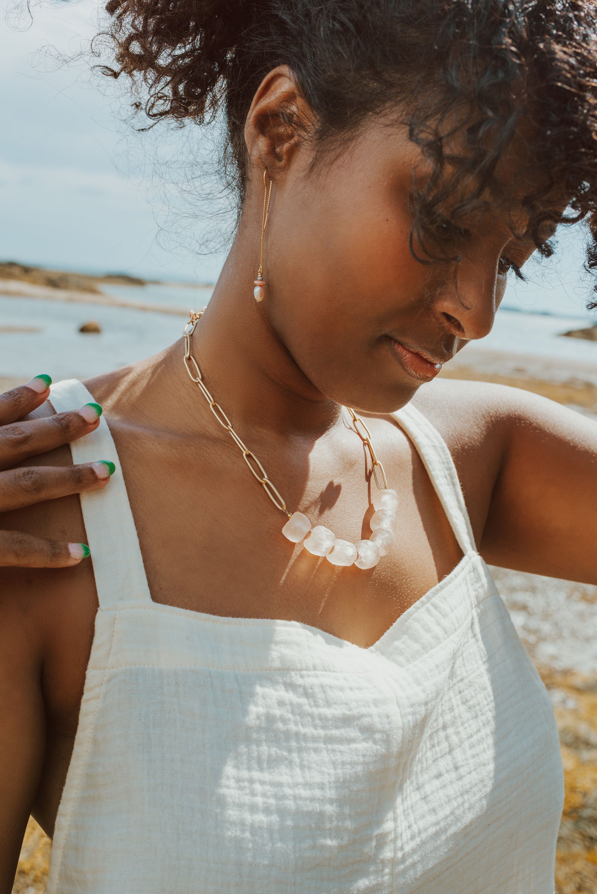 Ghana glass bead choker Necklace