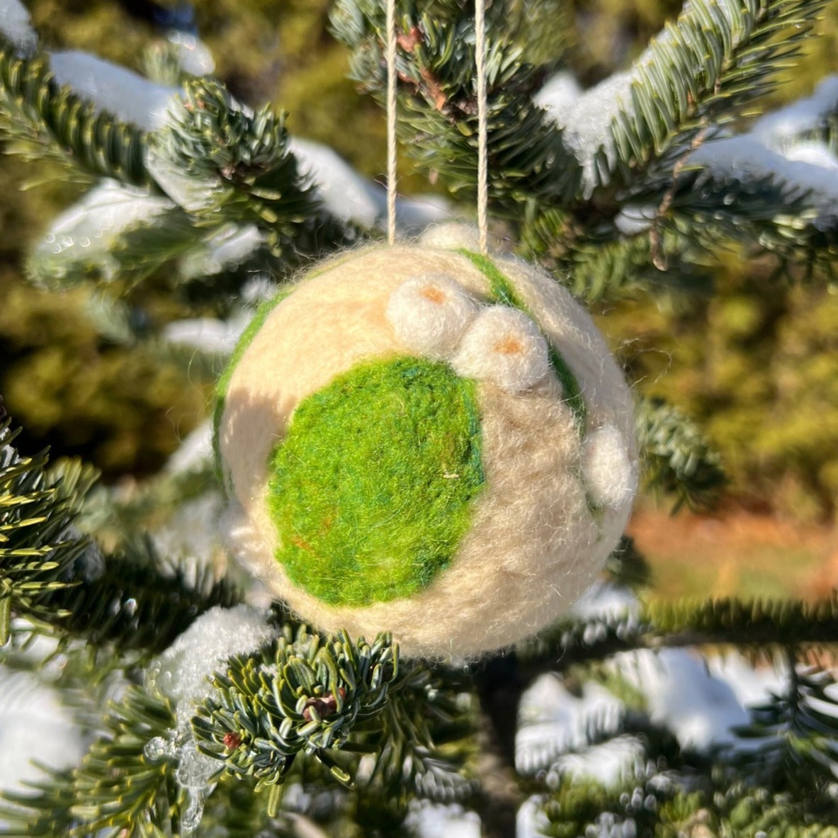 White Mistletoe Ball Ornament