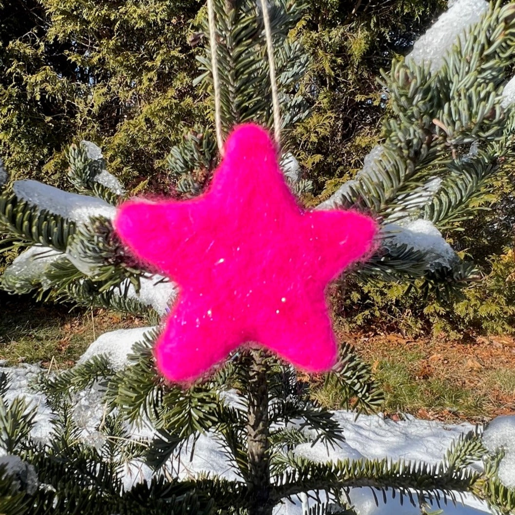 Sparkly Stars  Ornament - pink