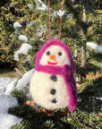 Snowman Ornament - lavender scarf