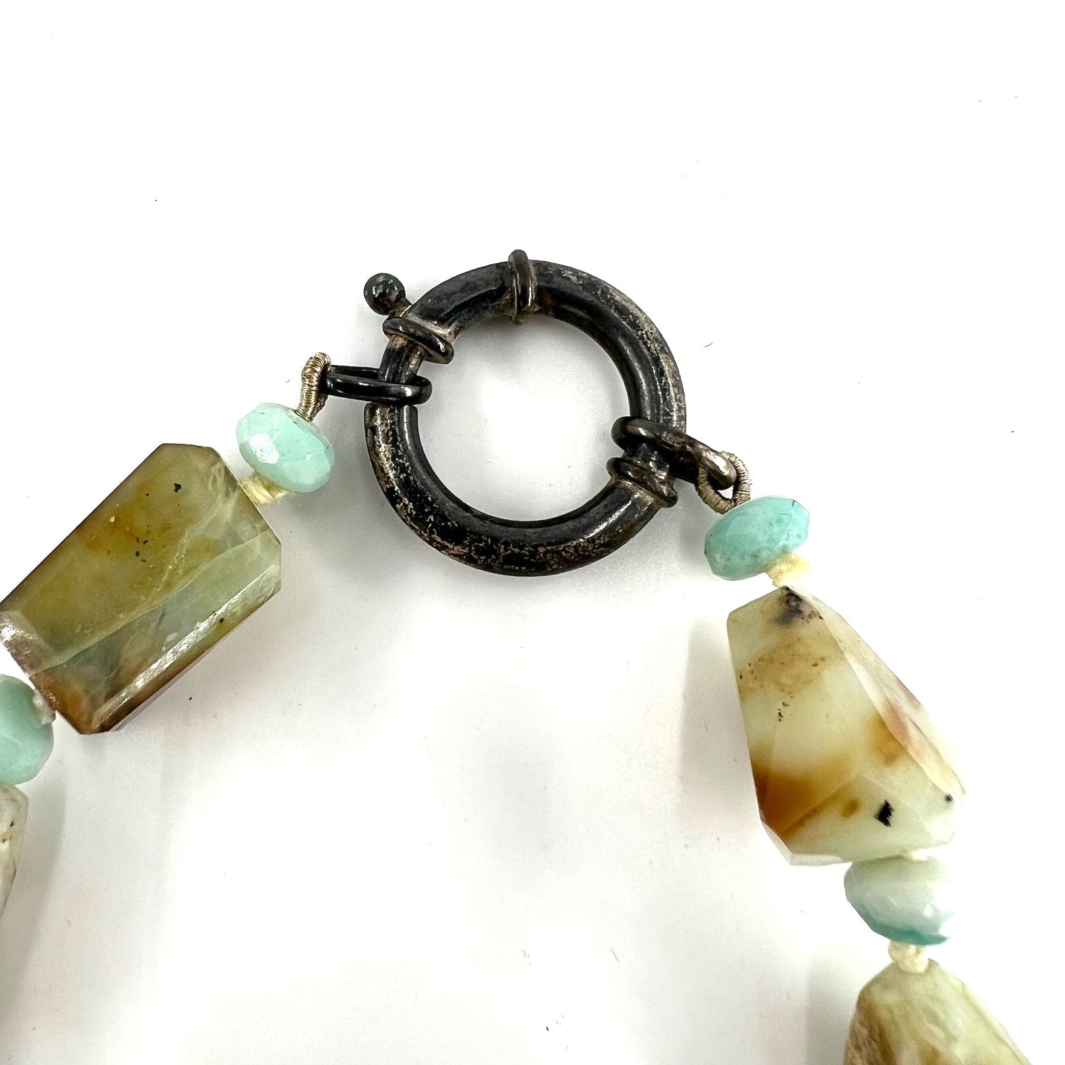 Green Chalcedony and Crystal Necklace