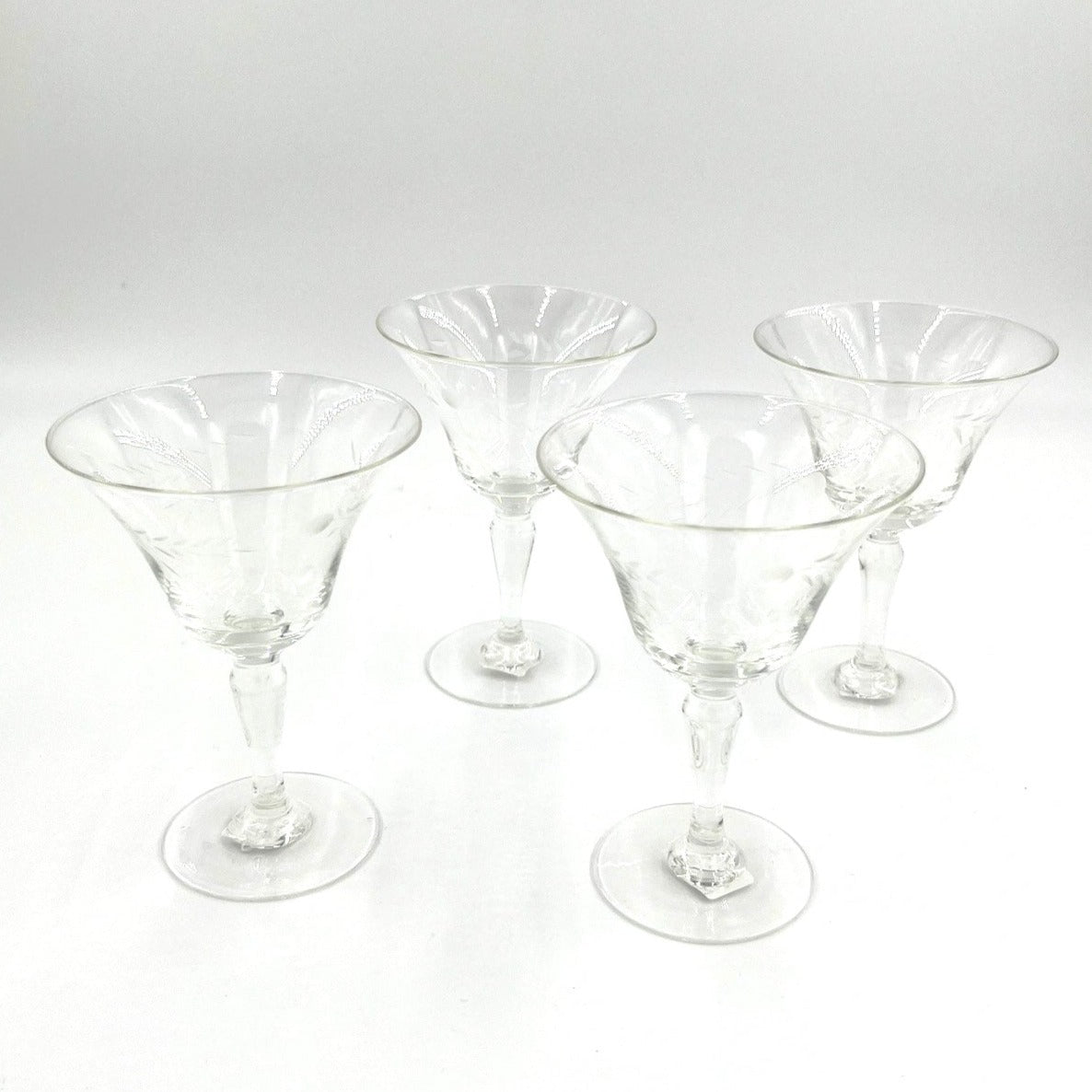 Vintage Etched Cocktail Glasses