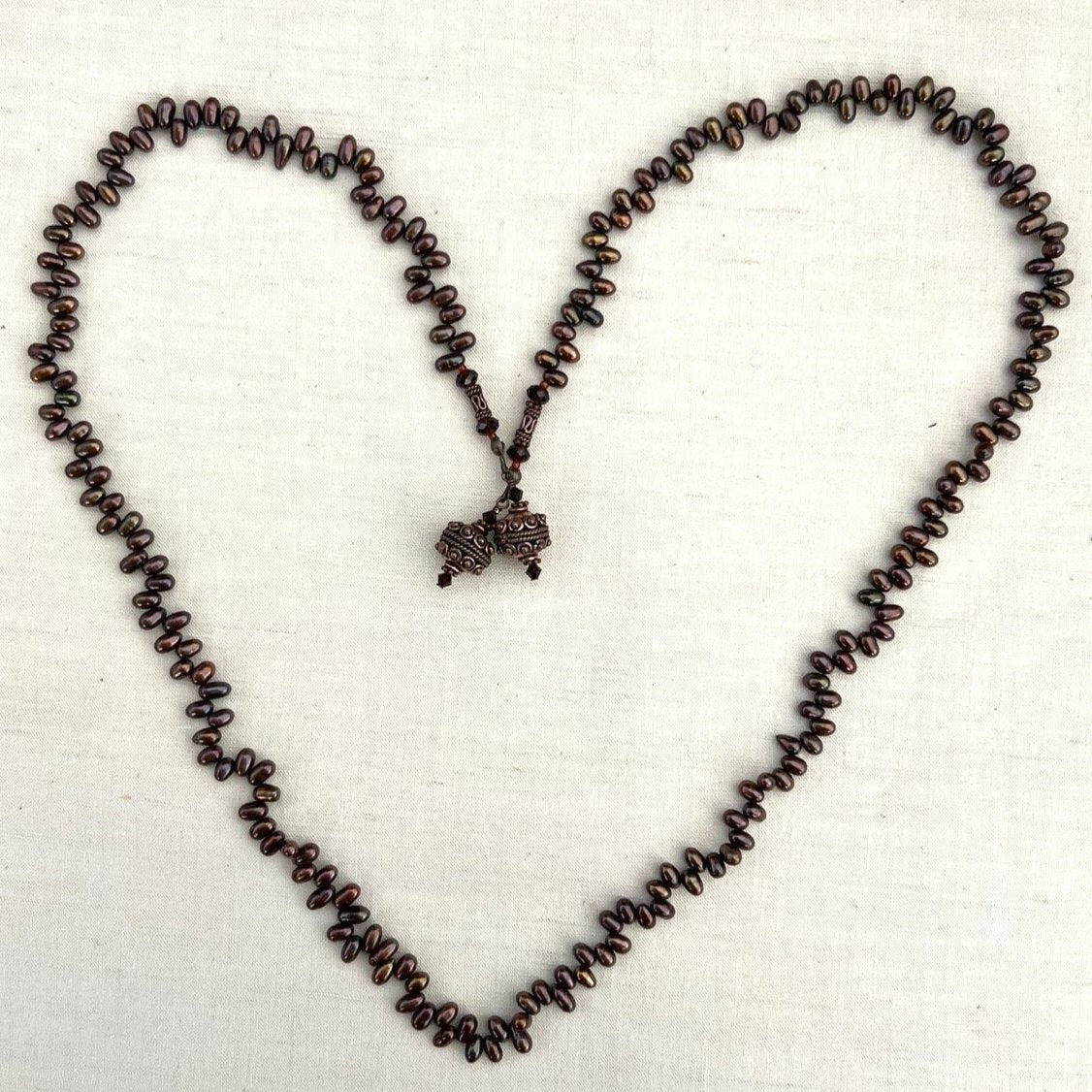 Brown Potato Pearl Lariat Necklace