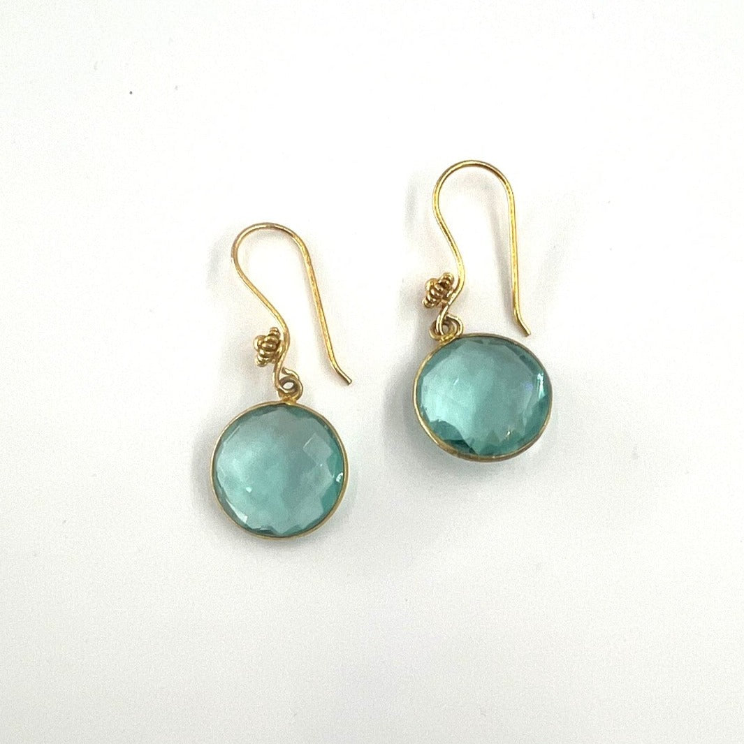 Bezel Set Blue Topaz Earrings