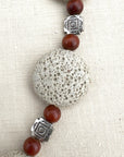 Resin River Stones Necklace with wood Pendants