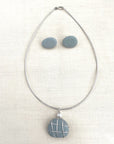 Sterling Omega with Gray Stone and Pearl Necklace