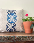 Vintage French Linen Pillow Blue - medium