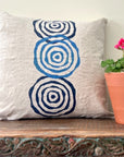 Vintage French Linen Pillow Blue - large