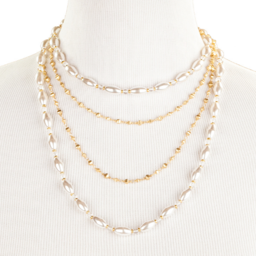 ~ Oval Pearl Rope Necklace