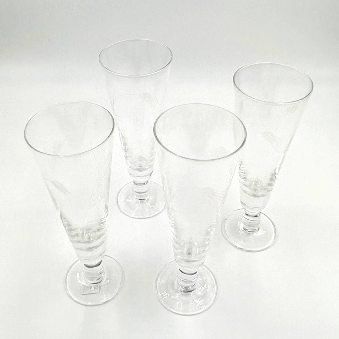 Vintage Etched Beer Glasses - set of four