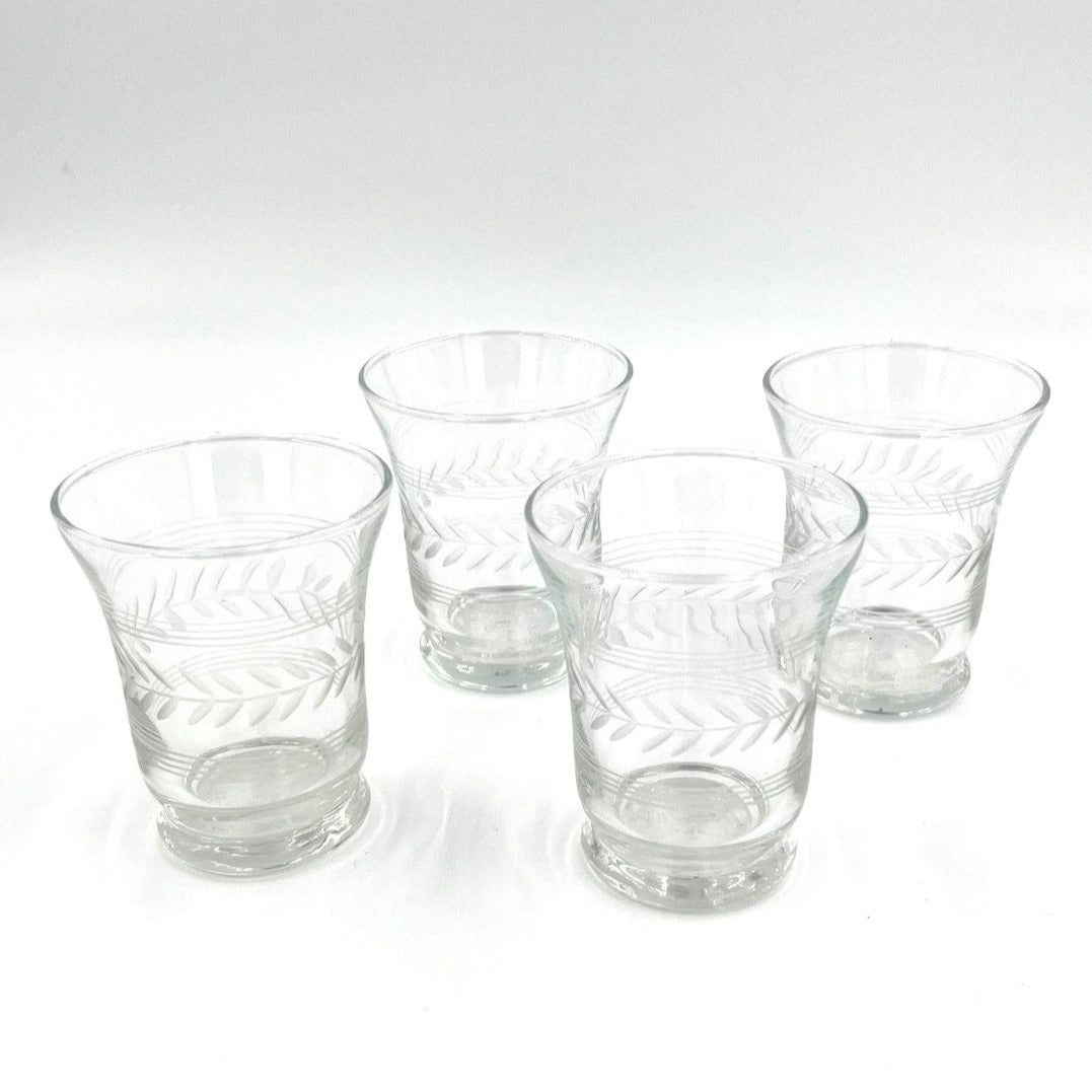 Vintage Etched Glasses by Anchor Hawking - set of 4