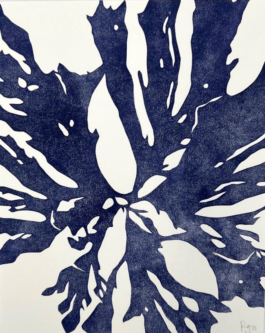 Blue Seaweed II - Collagraph Print
