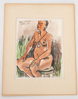 Watercolor and sketch of nude figure by Maine Artist Elena Jahn