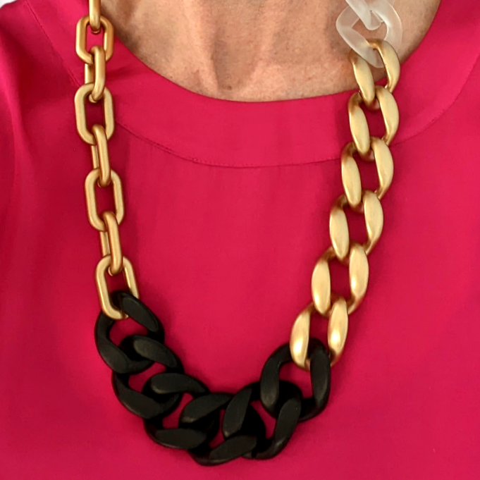 Acrylic Chain Black, Gold, Frosted with Four Styles Necklace