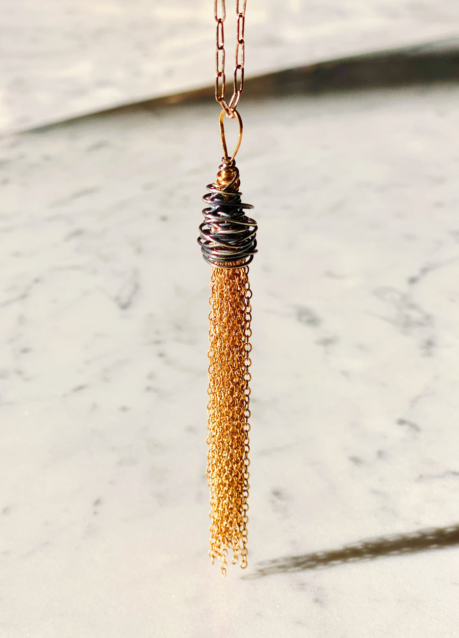 Wrapped Bronze Pendant Necklace