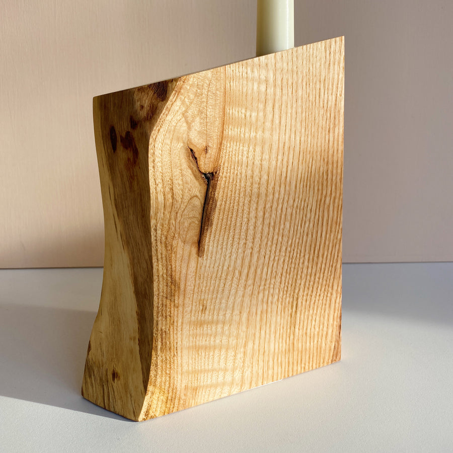 Fat Live-Edge Ash Candle holders