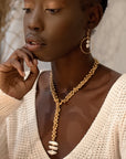 ~ Bell Bead chain with Pearl Drop Necklace