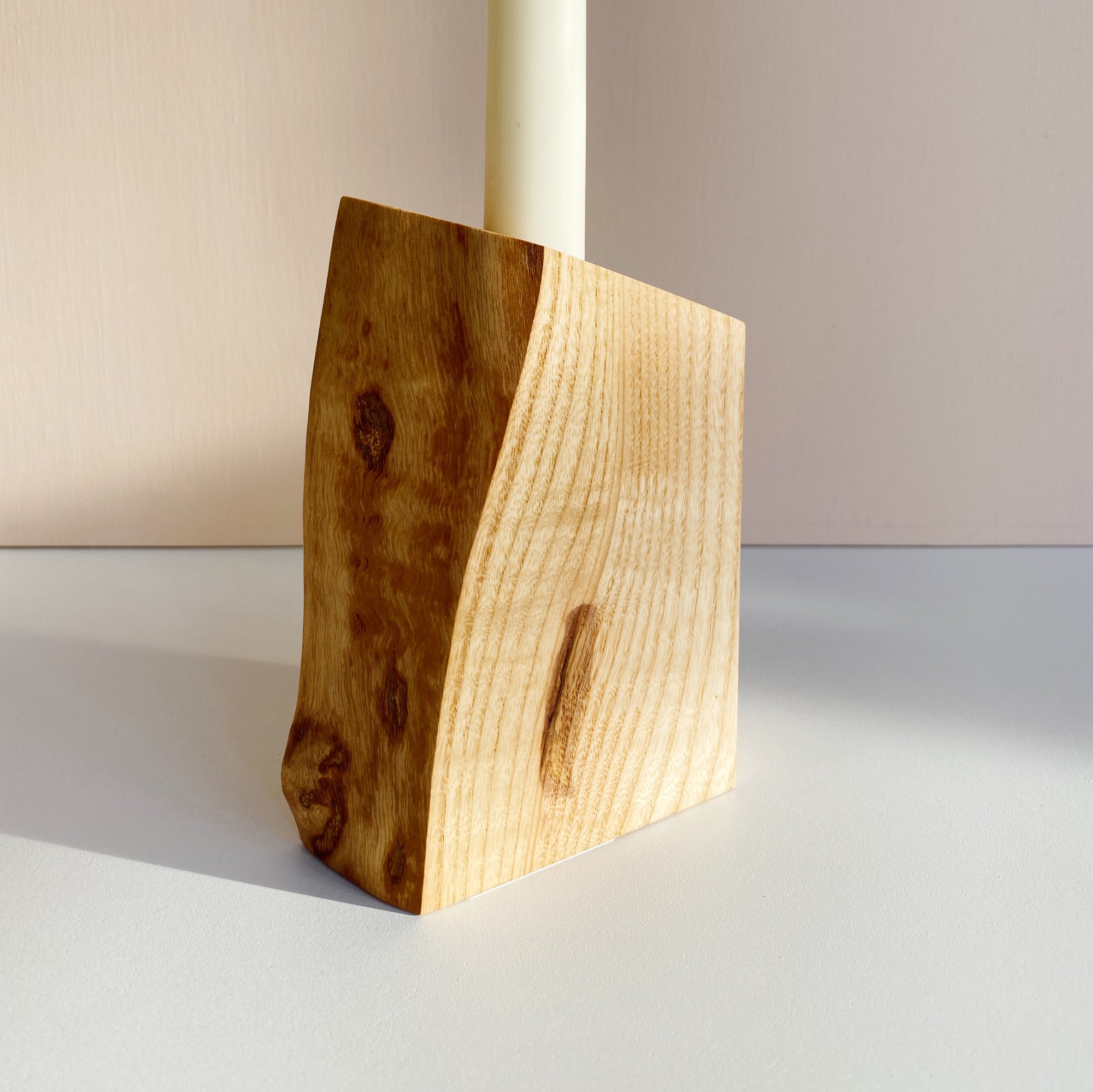 Fat Live-Edge Ash Candle holders