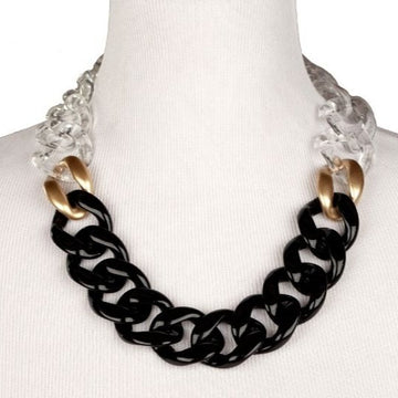 Acrylic Chain Black, Gold, Clear Necklace