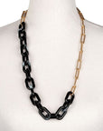 Acrylic Chain Marble Black with Paperclip Chain XL Necklace