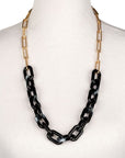 Acrylic Chain Marble Black with Paperclip Chain XL Necklace