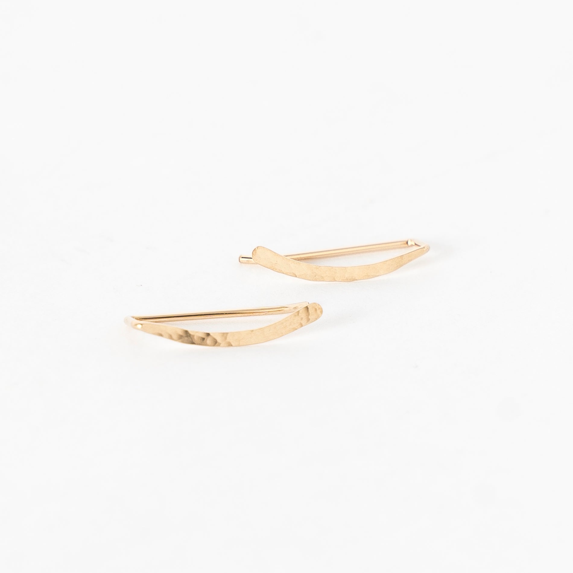gold-filled ear climbers - hammered sweep ear crawlers - textured metal -