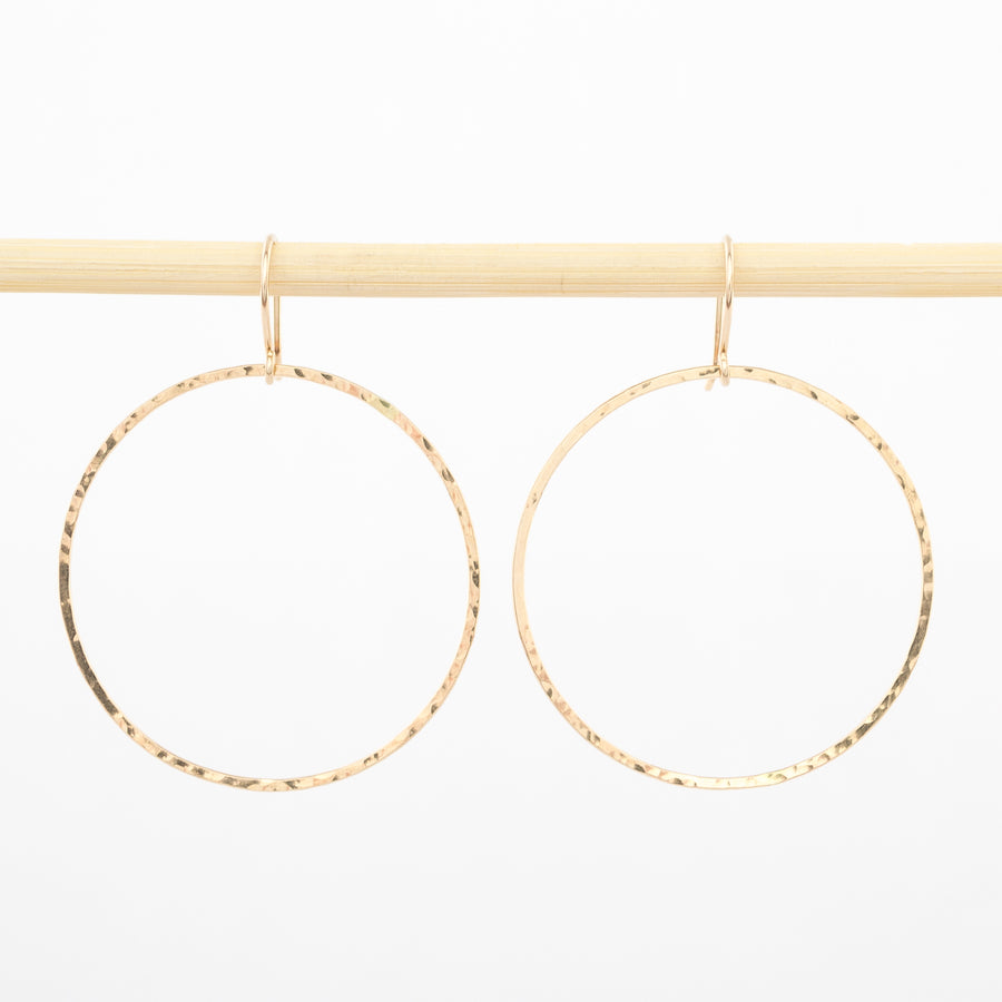gold earrings - 14K - Circle Drop - 1.5