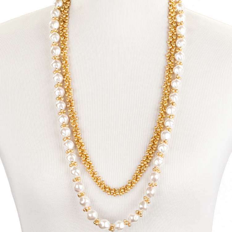 ~ Bells and Pearls Opera Necklace Double