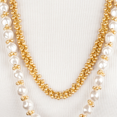 ~ Bells and Pearls Opera Necklace Double