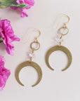 Brass Crescent Moon Earrings