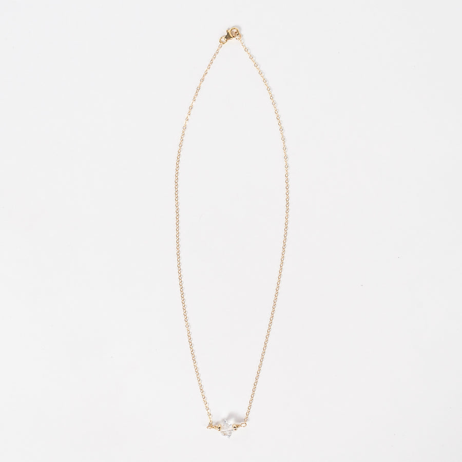 diamond necklace - gold plated chain - delicate - lobster claw clasp - handmade jewelry from Portland, Maine