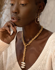 ~ Oval Hoop + Pearl Drop Earrings