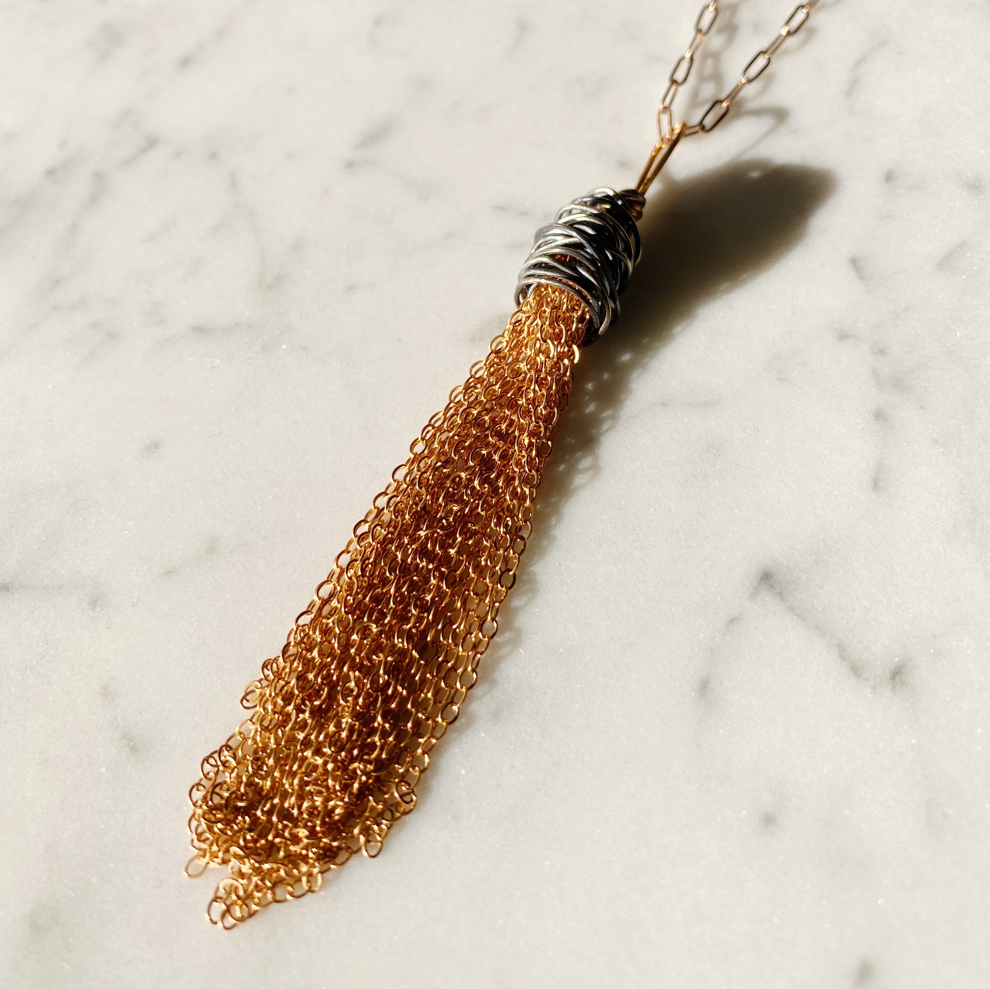 Wrapped Bronze Pendant Necklace