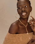 ~ Gold Hoops with Freshwater Pearl Drop Earrings