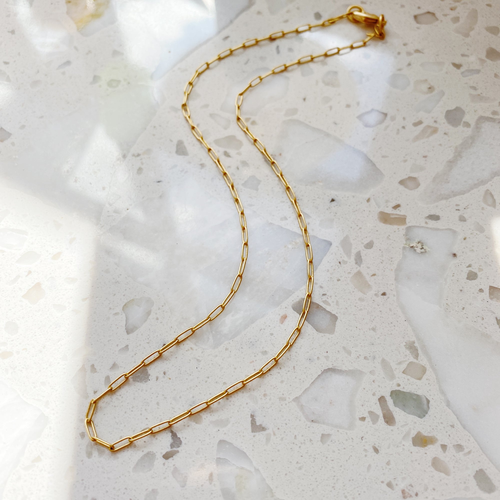 Gold Paperclip Necklace with Tiny Links