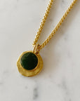 Circle Charms Cloisonne' Necklace - dark green