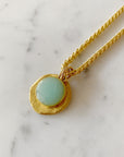 Circle Charms Cloisonne' Necklace - sea-foam green