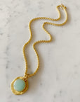 Circle Charms Cloisonne' Necklace - sea-foam green