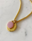 Circle Charms Cloisonne' Necklace - pink