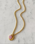 Circle Charms Cloisonne' Necklace - pink