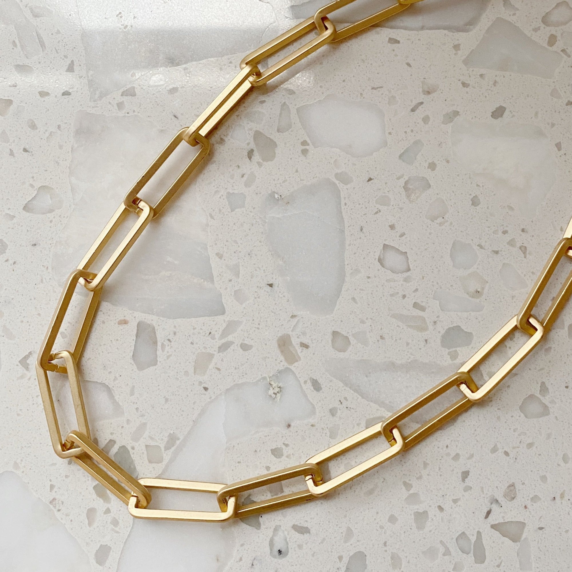 Gold Paperclip Necklace with Extra Large Links