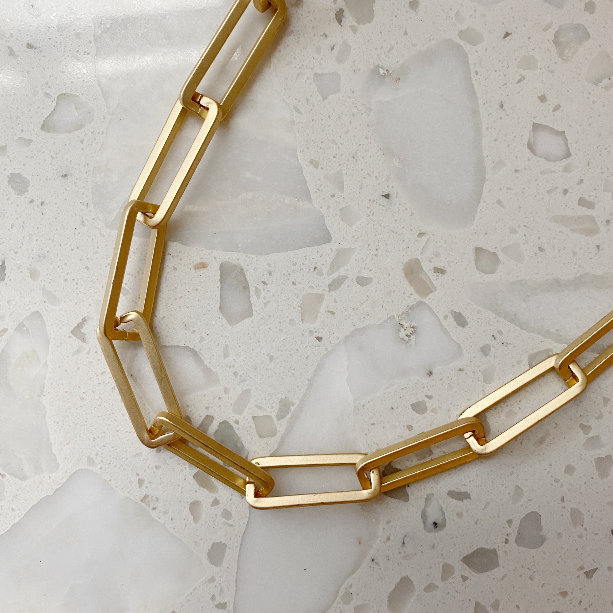 Gold Paperclip Necklace with Extra Large Links