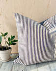 Ticking + Blue Chambray Pillow