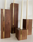 Walnut + Brass Candlestick Holders