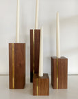 Walnut + Brass Candlestick Holders